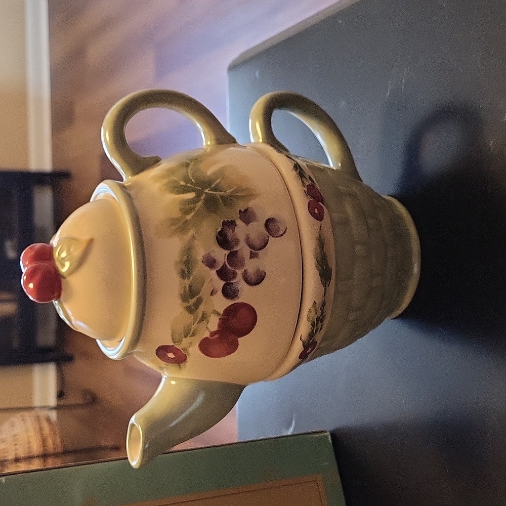 Vintage Pfalyzgraff "Jamberry" Ceramic Teapot and Cup Set